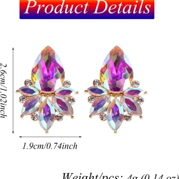 Vintage Rhinestone Earrings Fancy Crystal Cluster Drop Earrings Art Deco Earring - Picture 7 of 8